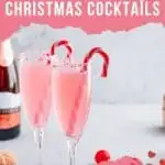 A collage of sweet and savory Christmas cocktails, garnished with peppermint, and candy canes.