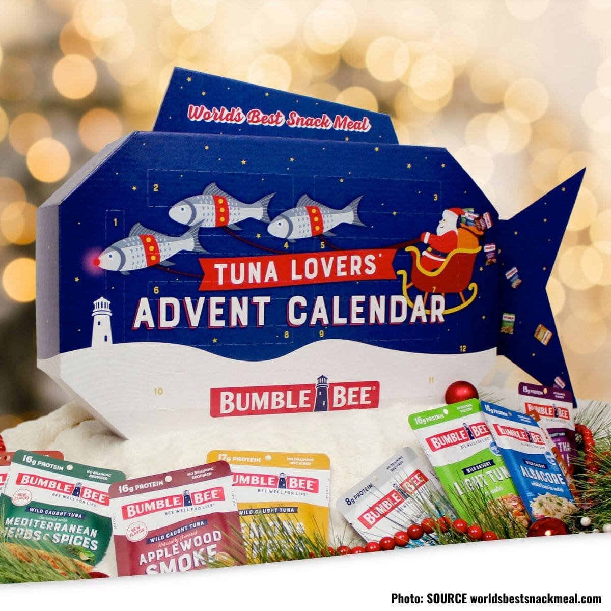 Bumble Bee Tuna Advent Calendar with 8 different tuna varieties, including a secret gift.