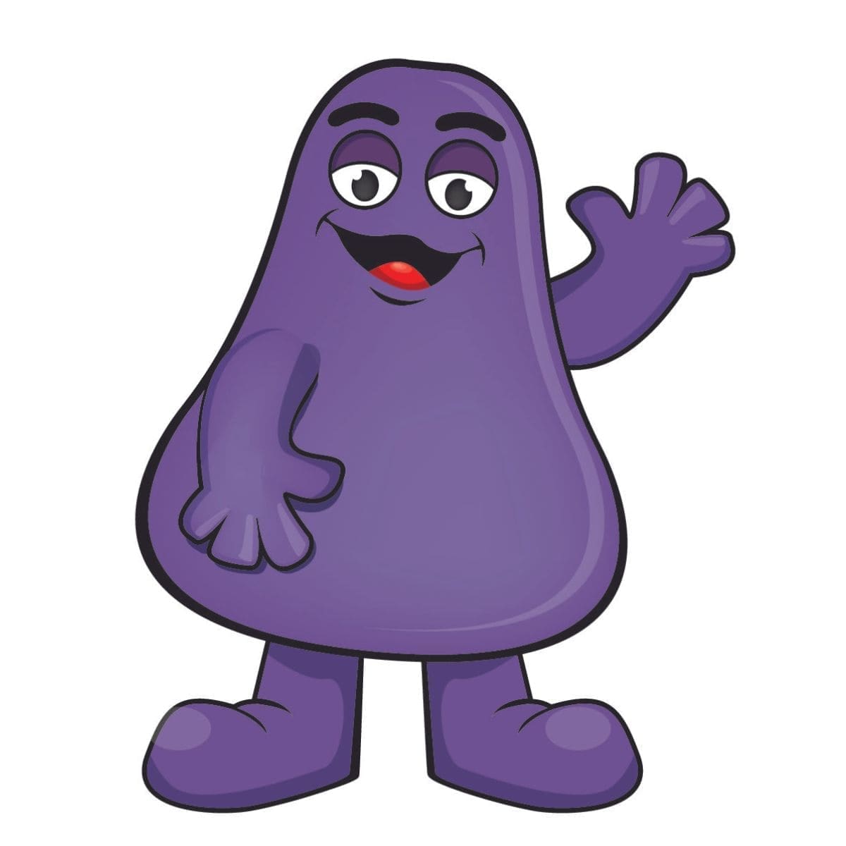 A close-up photo of a McDonald's Grimace plush toy sitting on a white background.