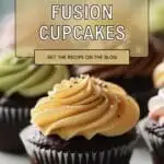 A delicious-looking cupcake decorated with a swirl of ice cream fusion frosting.