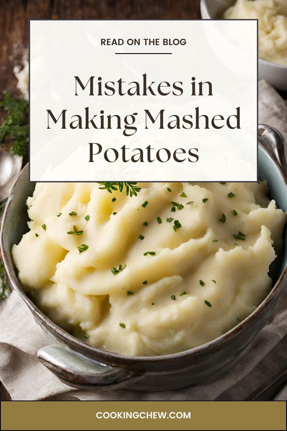 A photo of a bowl of mashed potatoes on a wooden table.